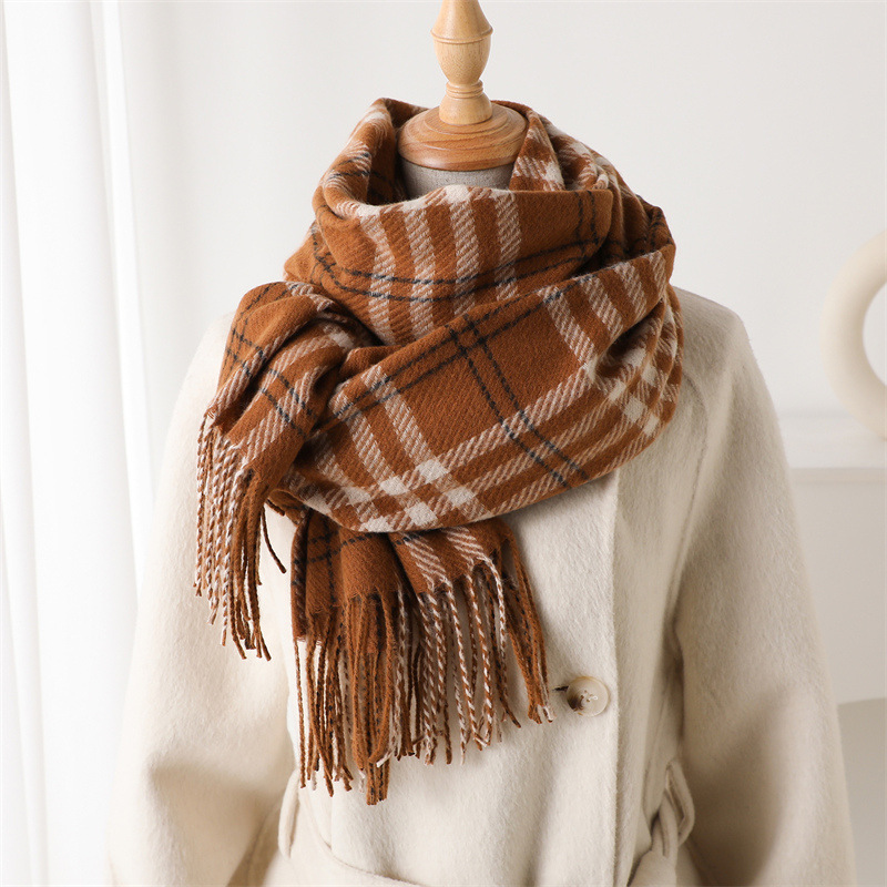 Designer free shipping scarves 2025 High-Quality medium to long thick scarf fashionable and warm imitation cashmere scarf plaid shawl Pastel white