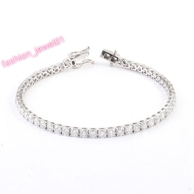 20-Inch 4mm White Gold 925 Silver Tennis Chain Bracelet Iced out Moissanite Necklace for Women