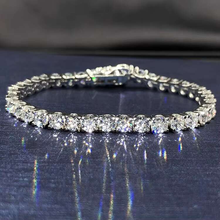 Factory Wholesale 2mm Tennis Bracelet 925 Sterling Silver VVS Moissanite Diamond Tennis Chain Bracelet With GRA Certificate