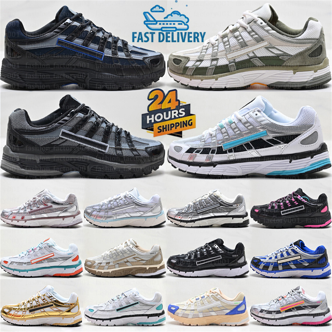 Top P6000 Running Shoes For Men Women 6000 Designer Trainers Metallic Silver Light Bone Laser Fuchsia Triple Black Burgundy Outdoor Sneakers Size 36-45