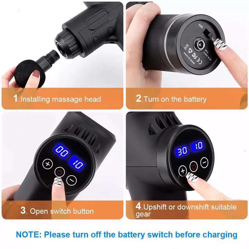 Fascial Massage Gun Electric Percussion Pistol Massager Body Neck Back Deep Tissue Muscle Relaxation Pain Relief Fiess