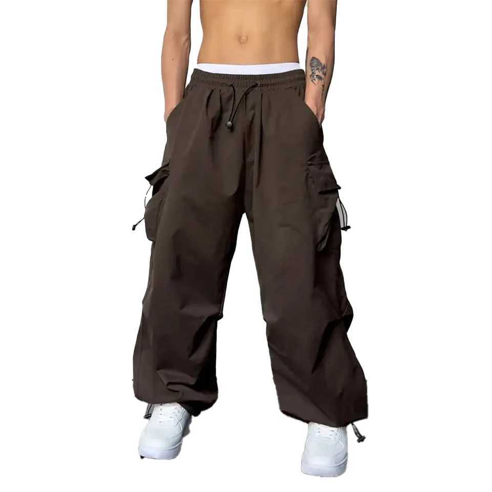 Mens retro Y2k hip-hop wide leg pants jogging bag casual sports pants mens pantsXJ250410