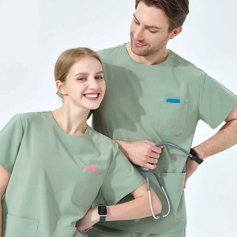 Quick drying hospital workwear breathable doctor nurse uniform female orthopedic surgeon stretching medical scrub set S02 X250410