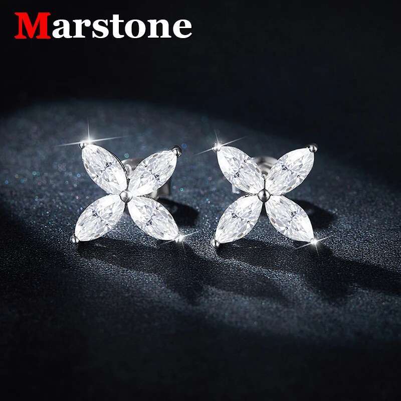 Full Moissanite Diamond D Color VVS Womens Marquise Earrings Neckalce S925 Sliver Plated 18k Gold Fine Jewelry Set for Women