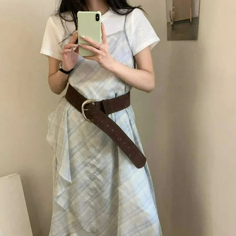 Wide Suede Leather Belt Women Chamois Leather Harajuku Gothic Girls Y2K Leather Belt Pin Buckle Waistband 251110