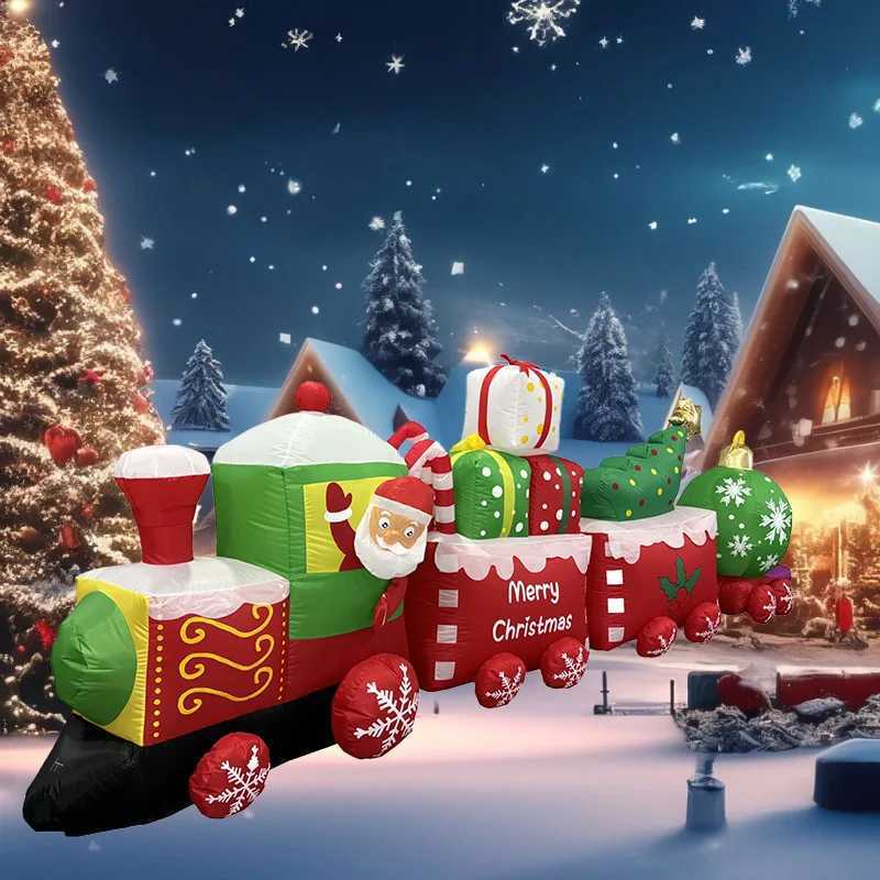 Christmas Christmas Decorations Santa Drive Train 36M/12FT Built-in LEDs Inflatable Toys Model Outdoor Ornament Xmas Party Garden Decor Y251111