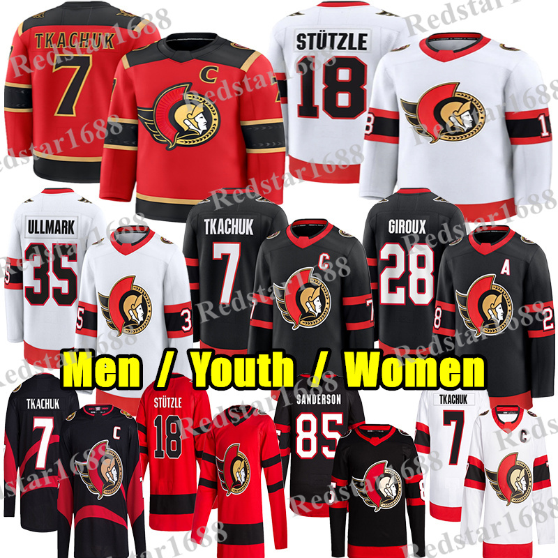 #7 Brady Tkachuk ottawa hockey jersey #18 Tim Stutzle Claude Giroux senator jersey David Perron Jake Sanderson Chabot Cozens Carter Yakemchuk Linus Ullmark jerseys