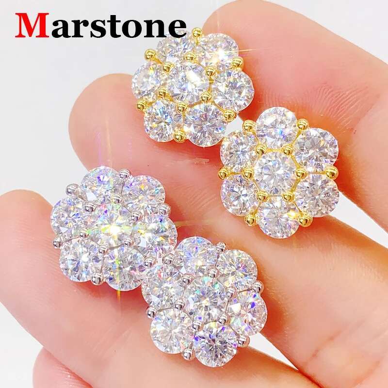 Full Moissanite Diamond Flower Screw Stud Earings D Color Womens Earrings 925 Silver Top Quality Hip-hop Earings for Women
