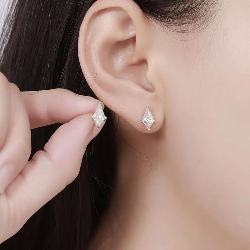 Kite Moissanite D Color VVS Diamond Womens Earrings Necklace 925 Silver Plated White Gold Fine Jewelry Earrings for Men Women