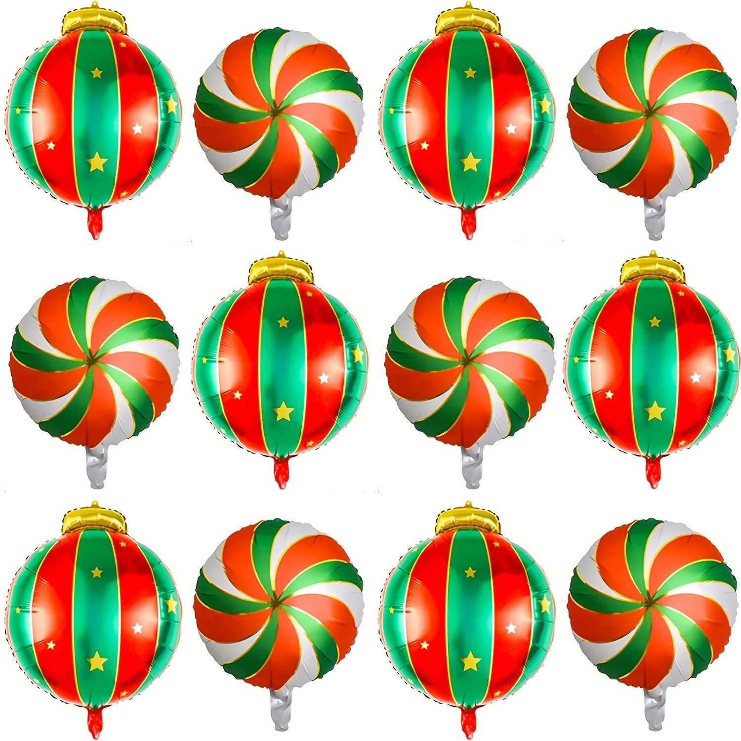 Christmas 14Pcs Set of Christmas Balloons Large Christmas Decorations That Can Be Hung with Red and Green Striped Ball Balloons 2026 Y251111