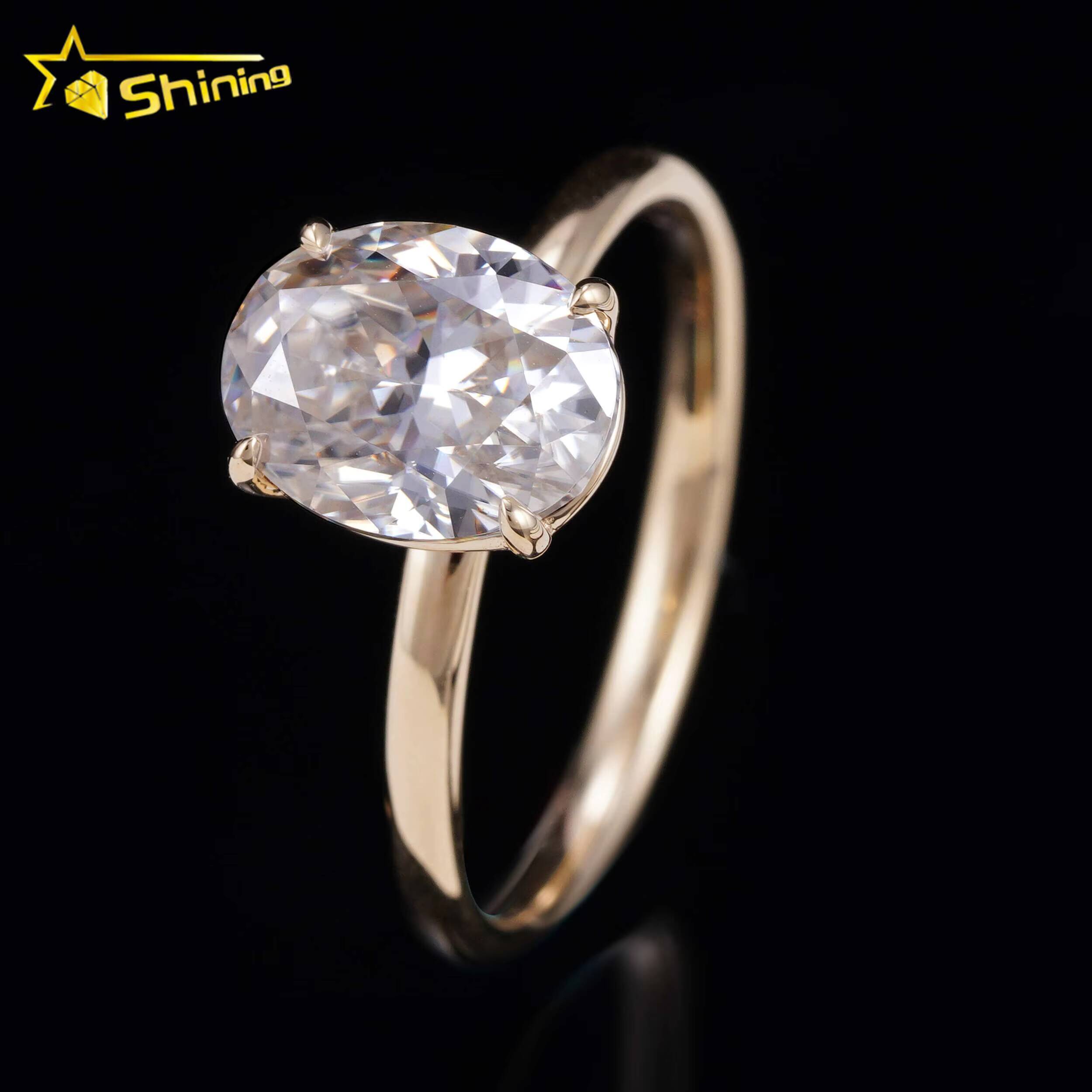 Fine Jewelry 14K Soild Gold 7X9MM 2CT Oval Moissanite Ring Custom Wedding Engagement Rings for Women