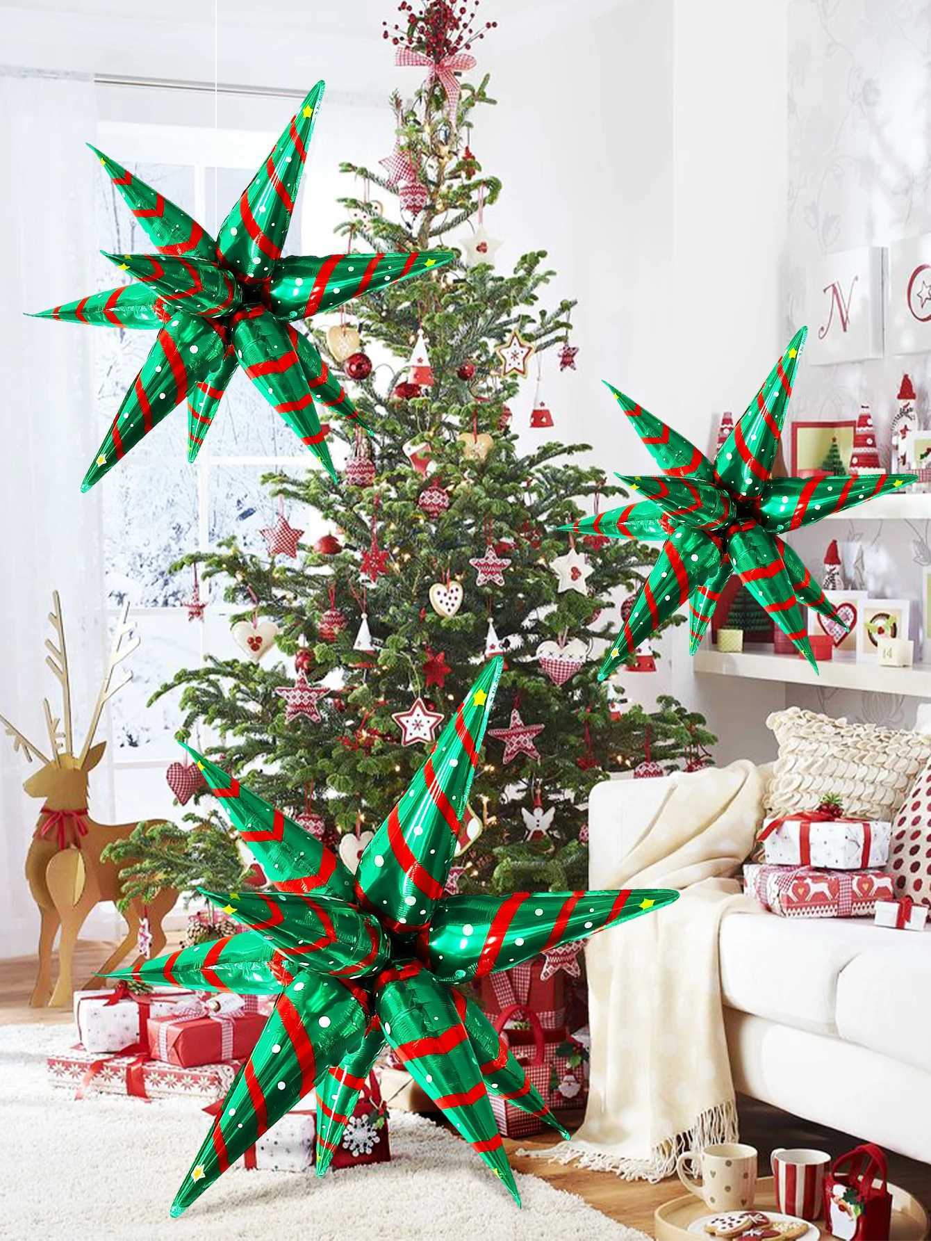 Christmas Christmas Exploding Star Aluminum Foil Balloon Christmas Party Birthday New Year Santa Claus Snowman Party New Years Eve Y251111