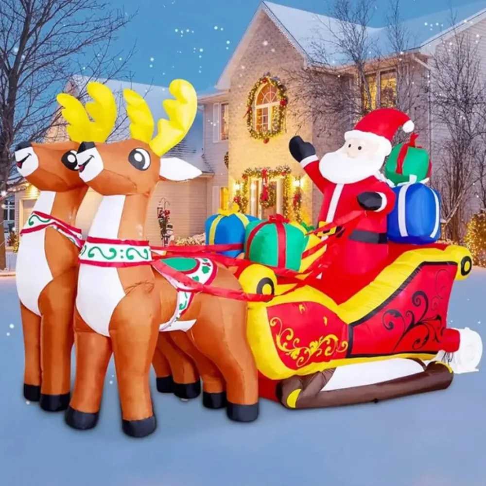 Christmas 21M Christmas Inflatables Decoration Santa Claus Riding Sled Reindeer Inflatables Indoor Outdoor Decoration Garden Party Decor Y251111