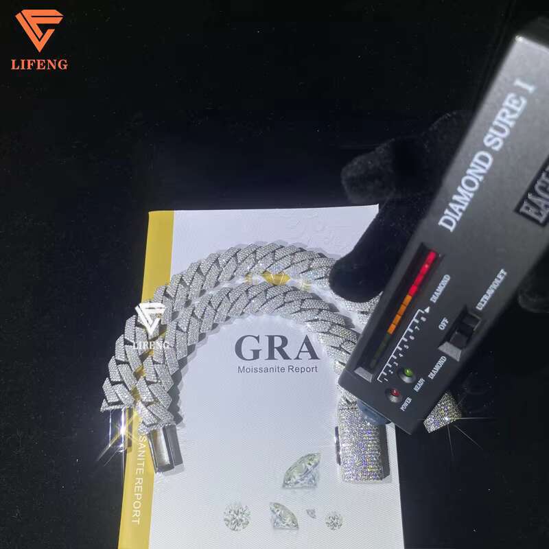 Fashion Jewelry Bracelets Bangles 15mm 925 Sterling Silver Iced Out DVVS Moissanite Cuban Bracelet Custom Womens Bracelet