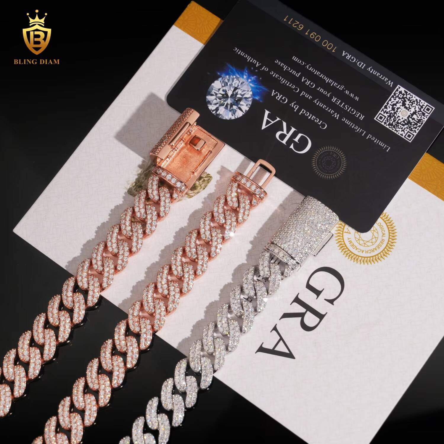 Hip Hop Iced Out Cuban Link Chain VVS Miossanite Diamond 13mm Sterling Silver 925 Miami Cuban Link Chain Necklace