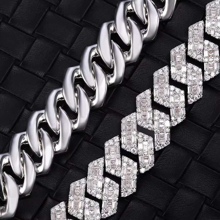 Hip Hop Jewelry Design Luxury Custom Heavy Silver Miami Cuban Link Chain Necklace for Men