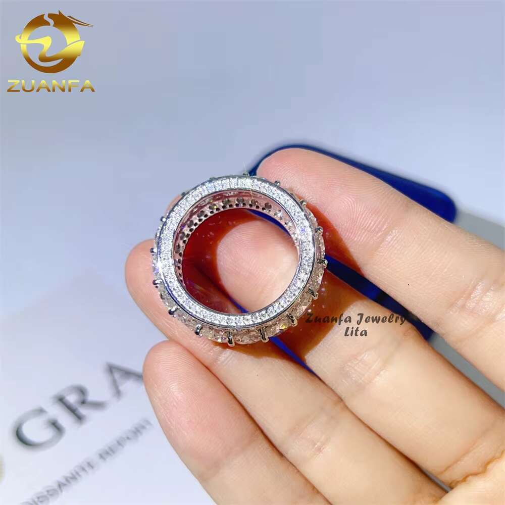 Pass Diamond Tester Mens Ring 925 Silver White Gold Moissanite Eternity Iced Out Hip Hop Rings