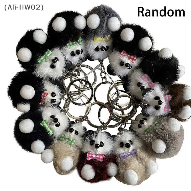 Cute mink bear keychain bag car charm pendant plush toy creative gift random W250411