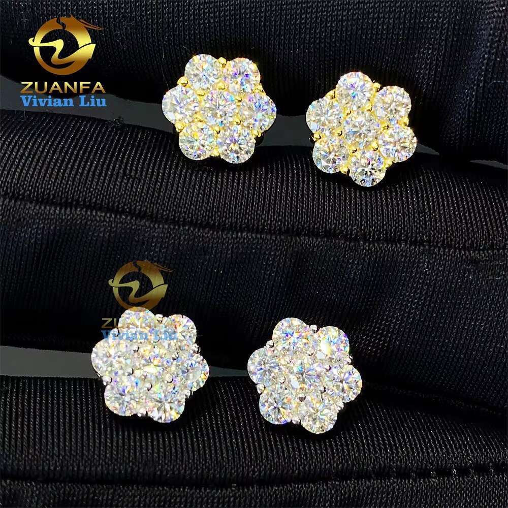 Pass Diamond Tester 925 Sterling Silver Fine Jewelry Luxury With White Vvs Moissanite Jewellery Diamond Stud Earrings