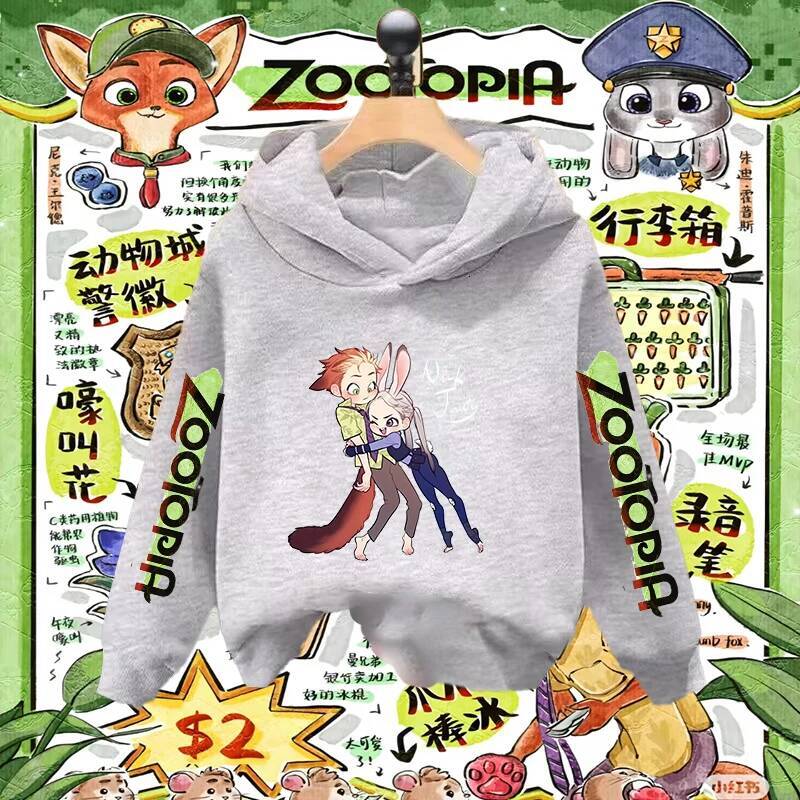 Disney Kids Hooded Sweatshirt Zootopia Judy Hopps Nick Wilde Sisters Matching Outfits Children Cartoon Character Wear