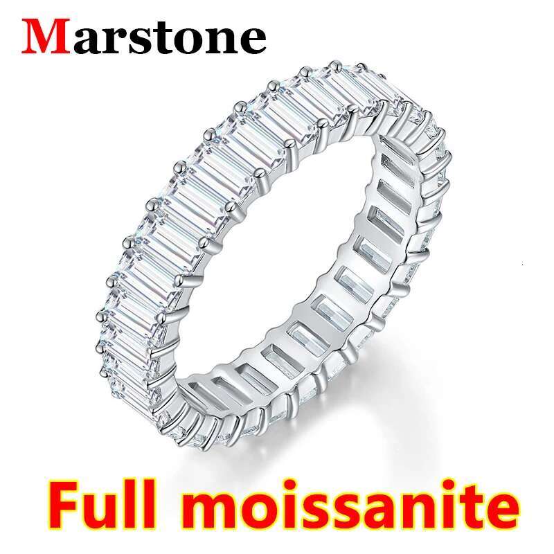Emerald Cut Full Moissanite Diamond D Color Wedding Ring 925 Sterling Silver 18K Gold Plated Luxury Top Quality Ring for Women