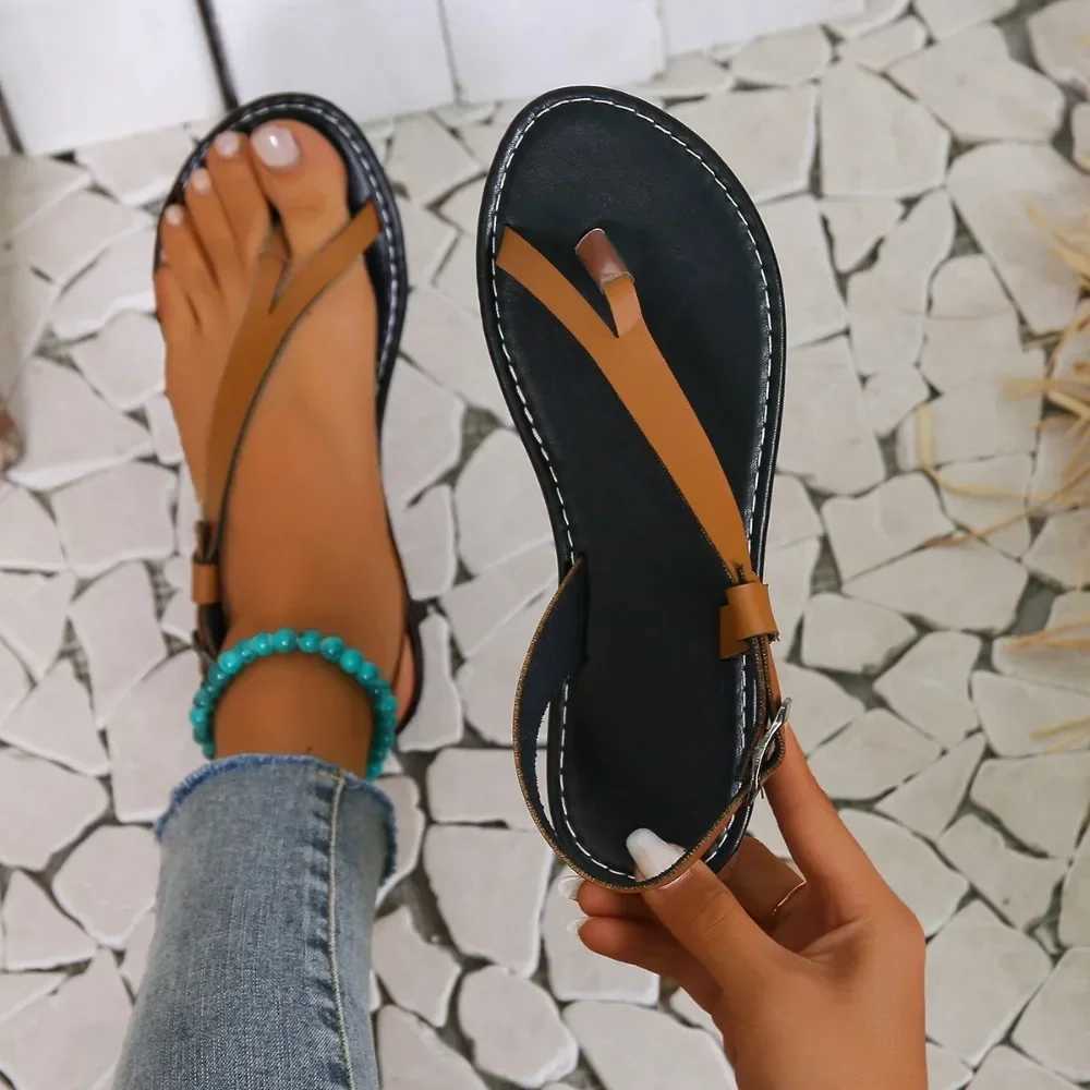 Womens Sandals 2024 New Style Womens Open Toe Casual Flip Top Womens Sandals with Buckle and Soft Bottom Womens SandalsXJ250410