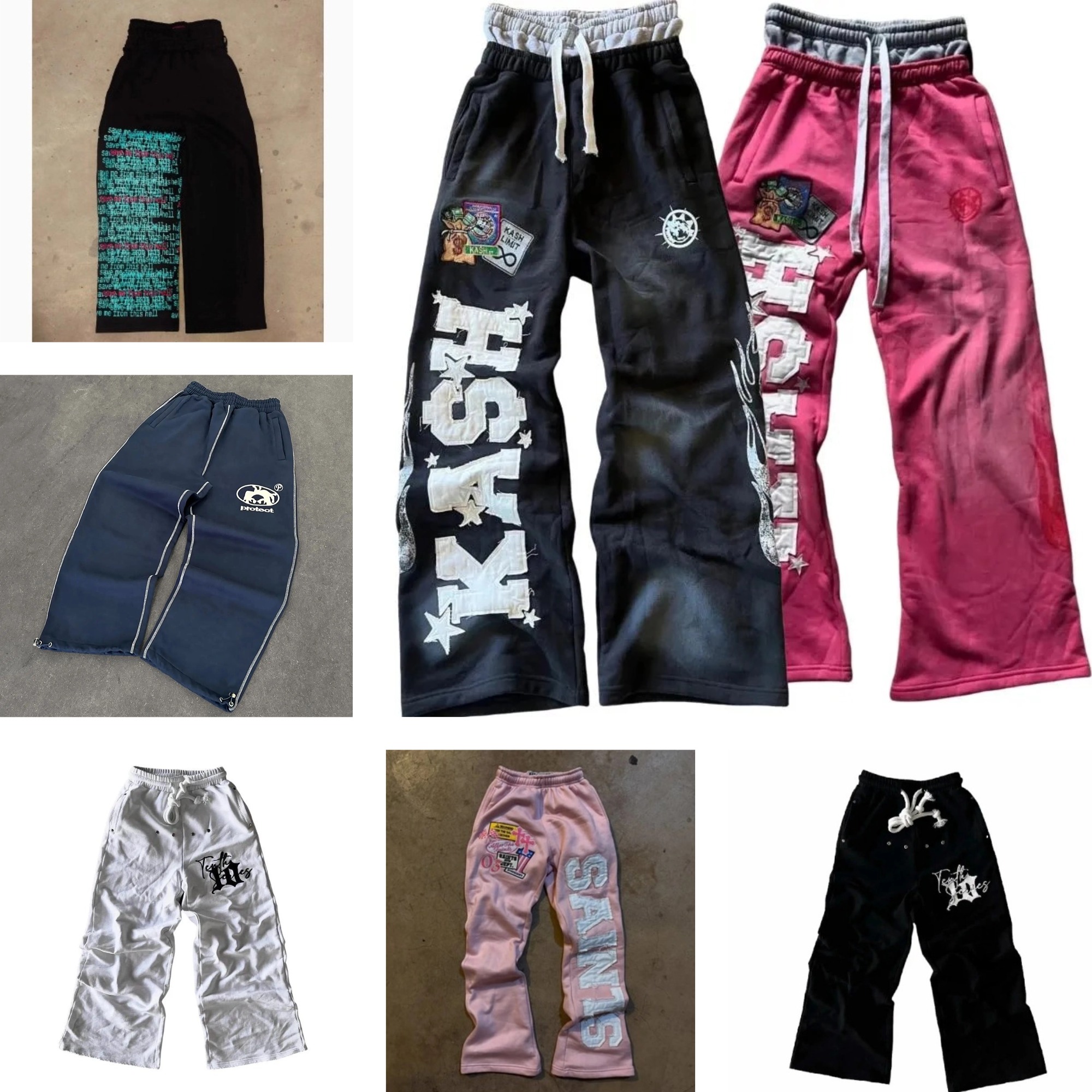 Designer Men's Pants Embroidered Y2K SweatPants Hip Hop Patch sweatpants Harajuku Drawstring Leg Tie Streetwear Jogging Womens Asian Size XS-4XL