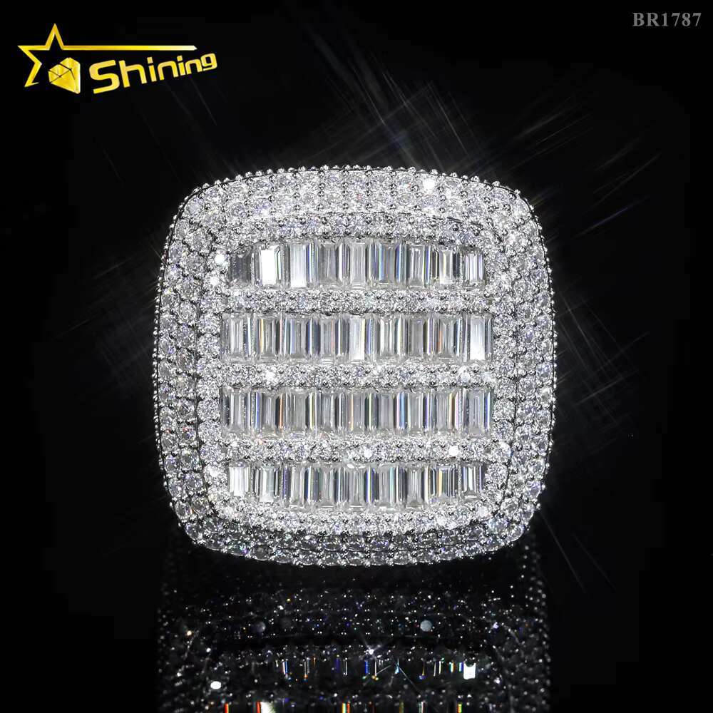 Luxury Style Ready to Ship Lab Diamond Jewelry Custom Ring Silver 925 Vvs Moissanite Iced Out Hip Hop Jewelry Mens Ring