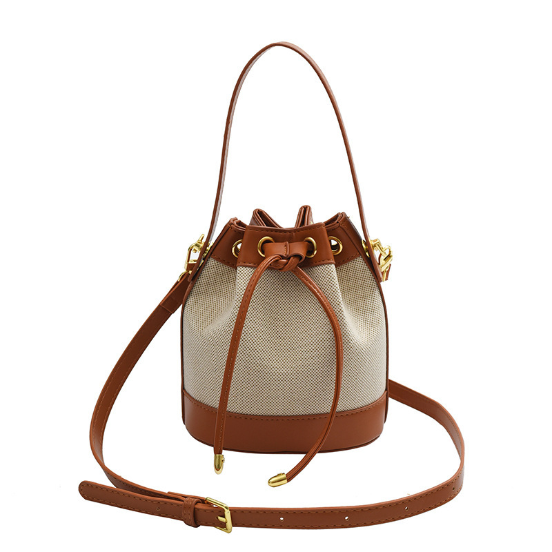 Guguo Free Shipping New Designer Bag Straw Woven Women's Bag Niche Design Fashion Retro Rattan Drawstring Bucket Bag Versatile Crossbody Bag