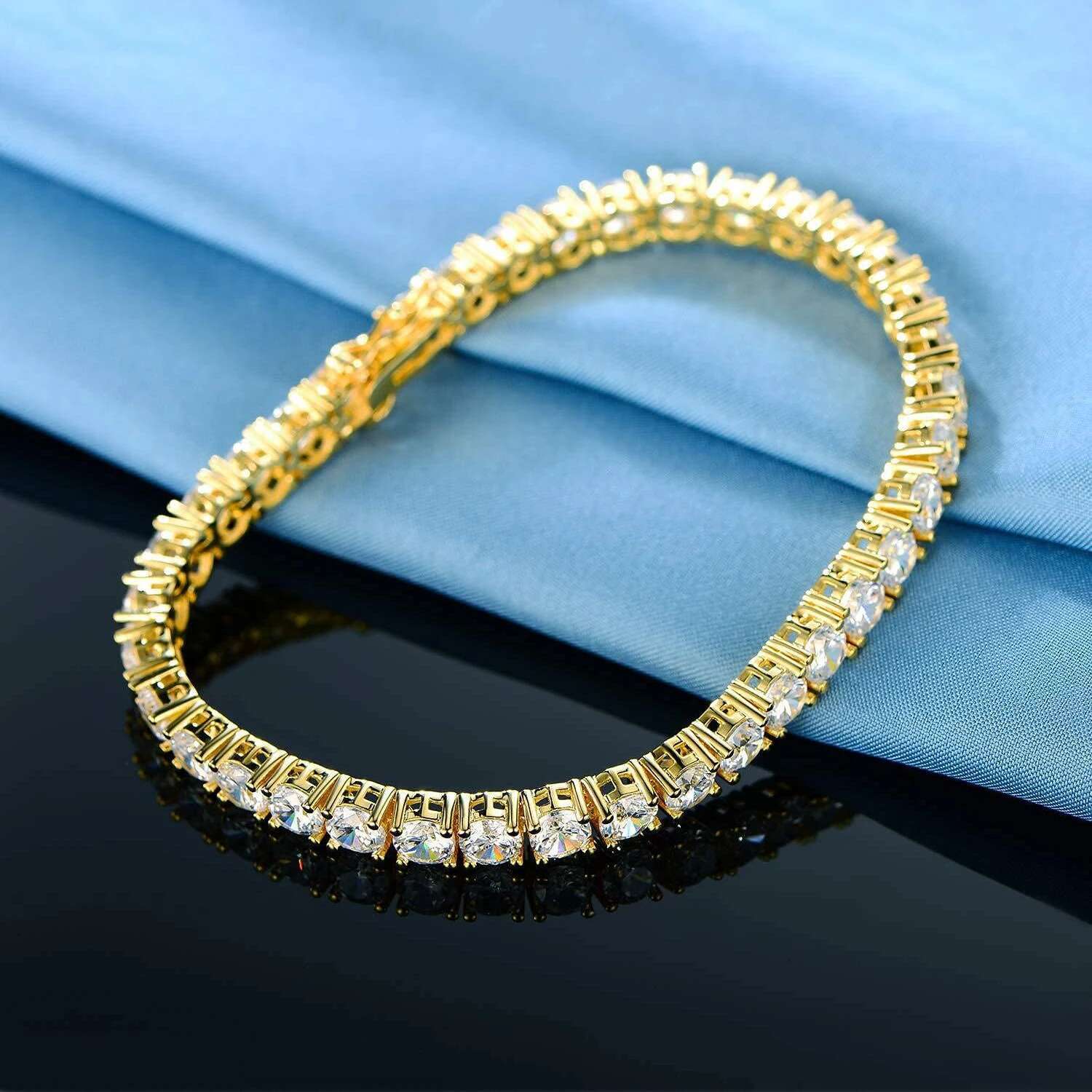 Gold Tennis Bracelet for Women and Men 3MM Moissnaite Laboratory Diamond S925 Silver Wedding Jewelry GRA Certificate