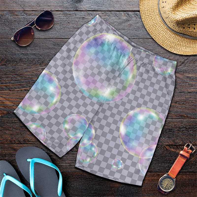 Colorful Bubble Harajuku 3D Printed Surfboard Shorts Cool Summer Street Hip Hop Swimming Shorts Mens and Childrens Travel Beach ShortsW250410