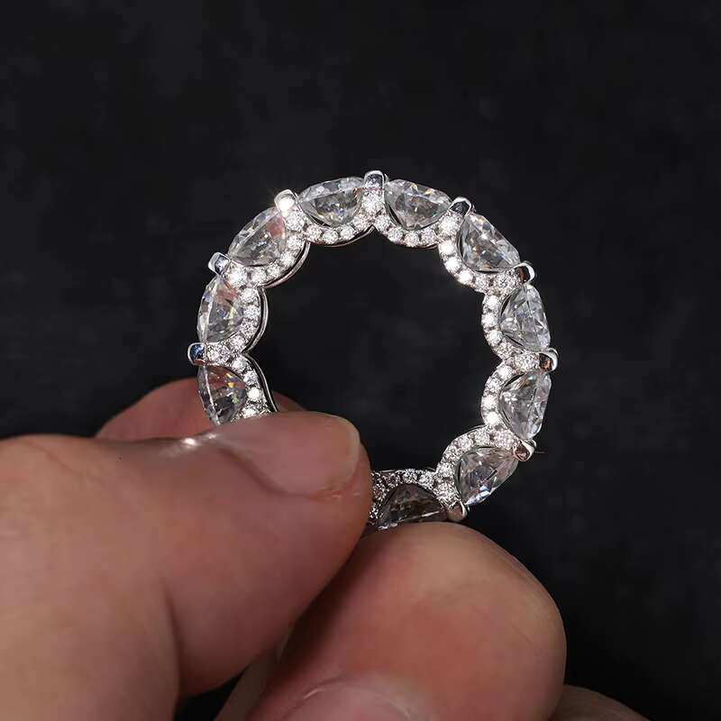 Luxury Engagement Fine Jewelry 925 Sterling Silver 1 Row 3mm-8mm VVS Moissanite Diamond Wedding Band Ring for Men Women Girls