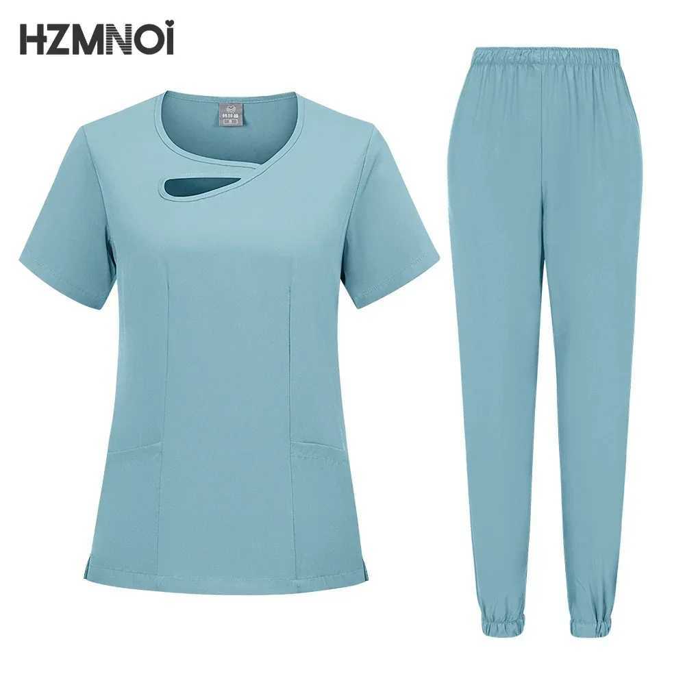 Woman Scrub Set Medical Nurse Surgical Uniforms Beauty Sn Workwear Clinical Scrubs Top + Pants Spa Doctor Nursing Tunic Suit X250410