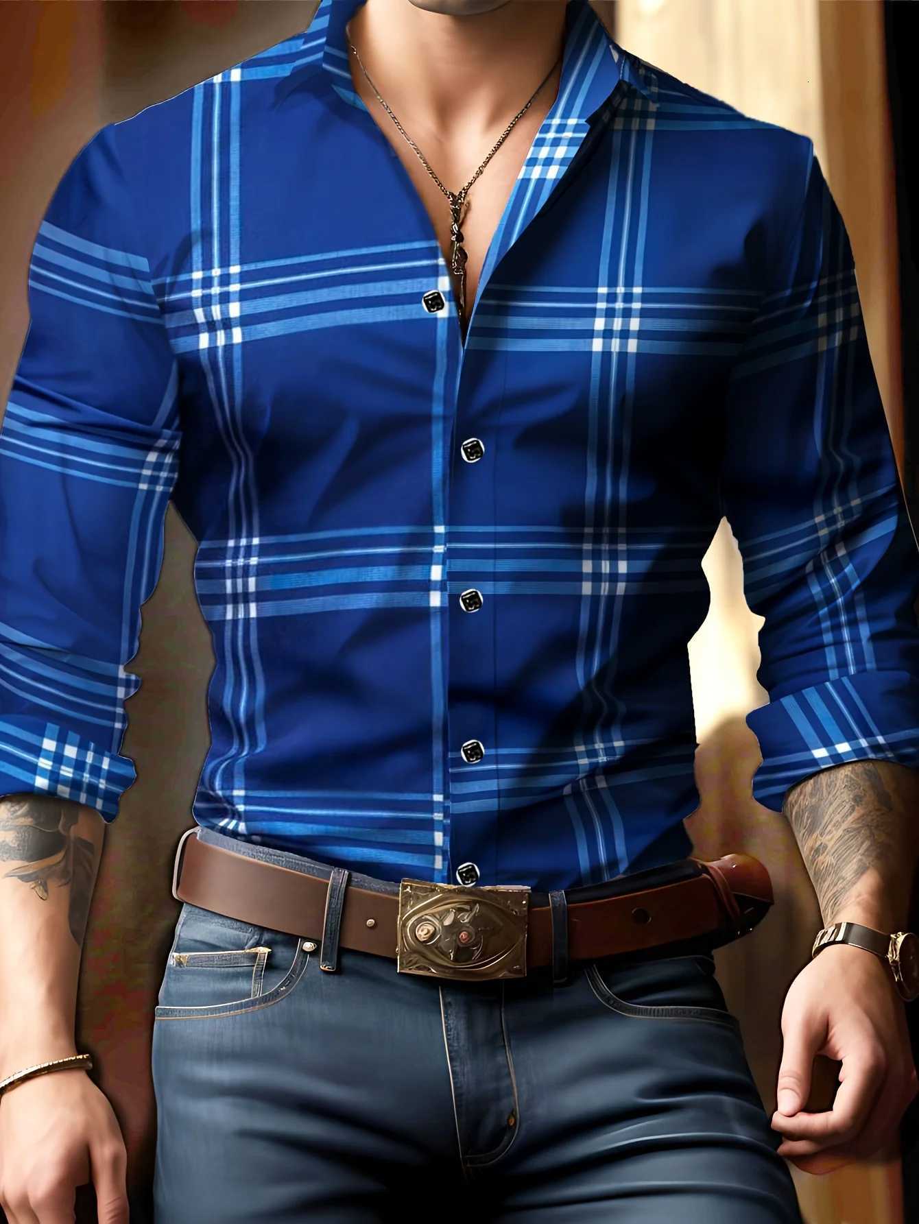 2025 Optical lines Printed Mens Shirts Fashion Long Sleeve Shirt 3D Print Casual Shirt Green Summer Spring Clothing Apparel K251110