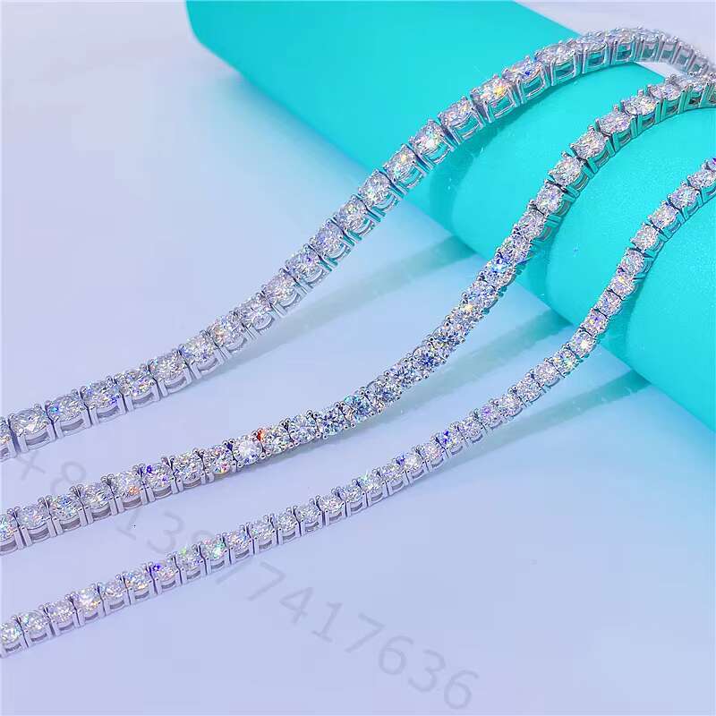 Top Selling 925 Sterling Silver 3mm 4mm 5mm VVS Lab Diamonds Tennis Necklace Moissanite Tennis Chain