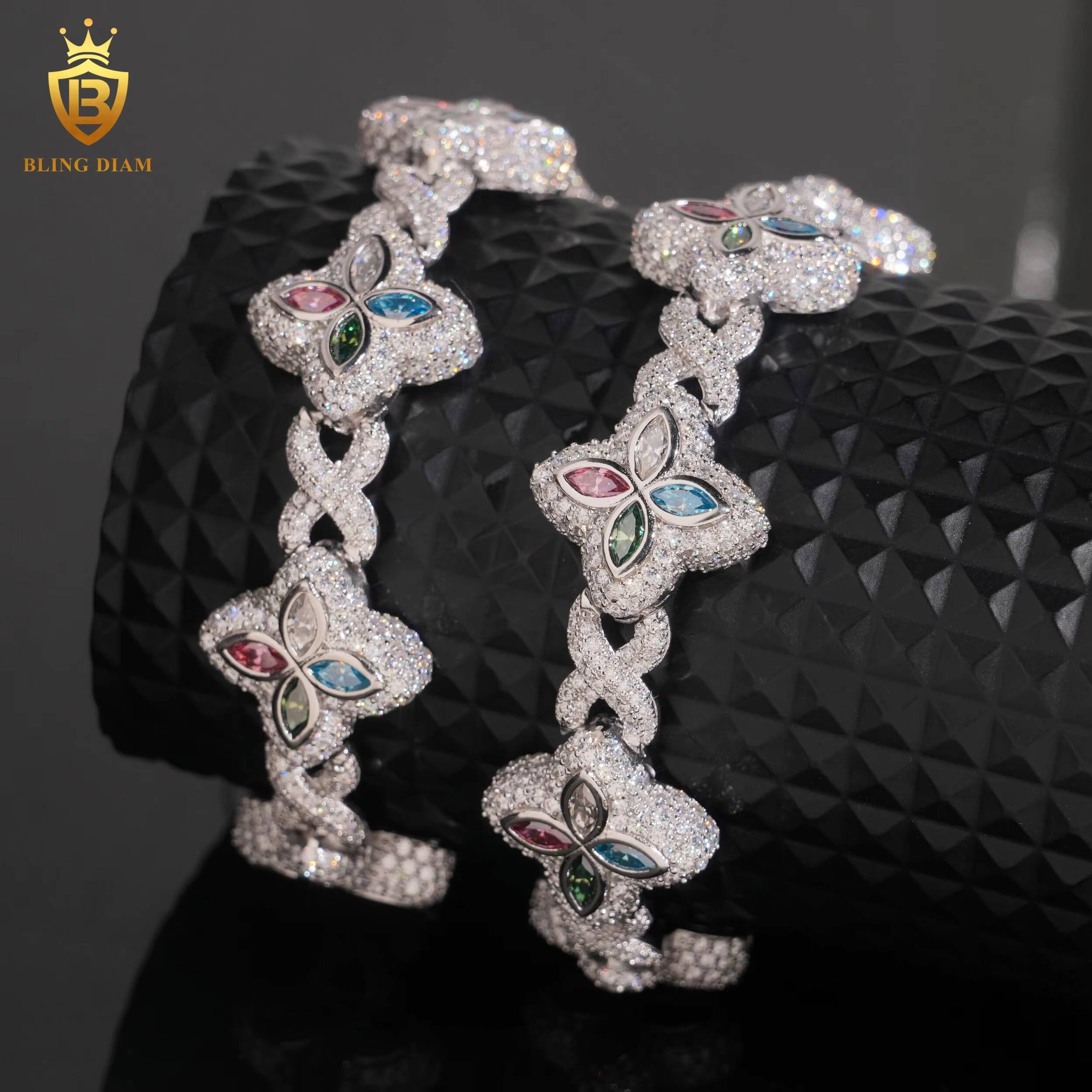 High Quality 925 Silver Chain 18mm VVS Moissanite Bracelet Colored Marquise Cut Moissanite Bracelets Bangles Fashion Jewelry