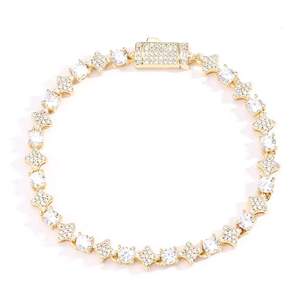 Wholesale Trendy Jewelry 925 Sterling Silver Moissanite Cross Star Tennis Chain Bracelet for Men Parties