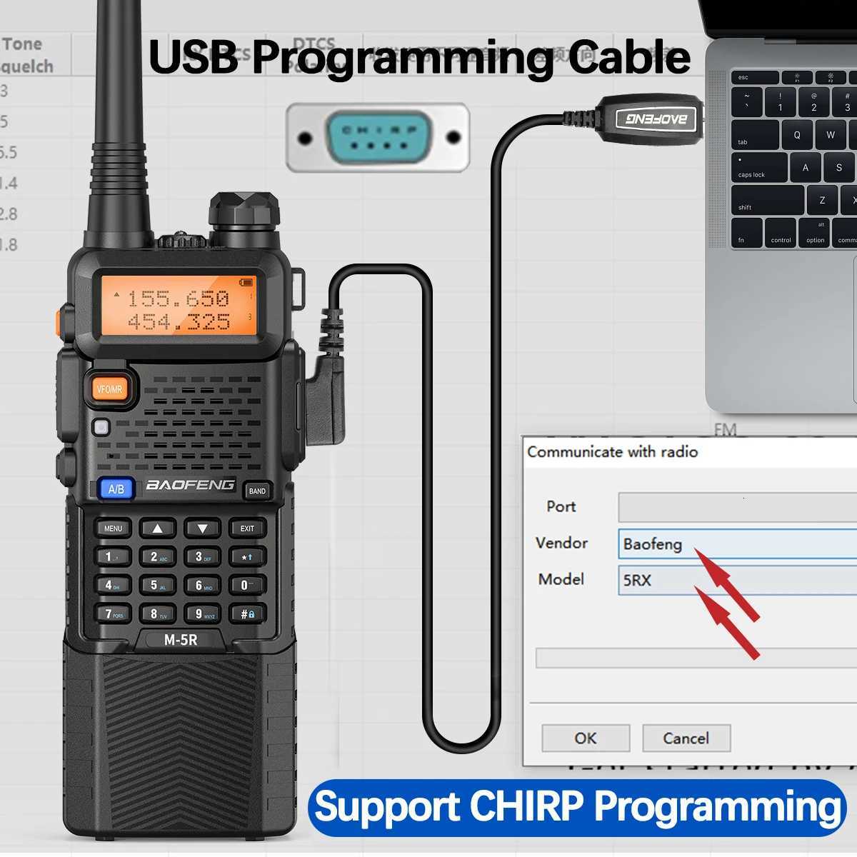 2X BAOFENG M-5R 8W Walkie Talkie 3800mAh Battery Mti Band AM Type-C USB Copy Upgraded UV-5R UV5R Long Range Two Way Ham Ra H251111