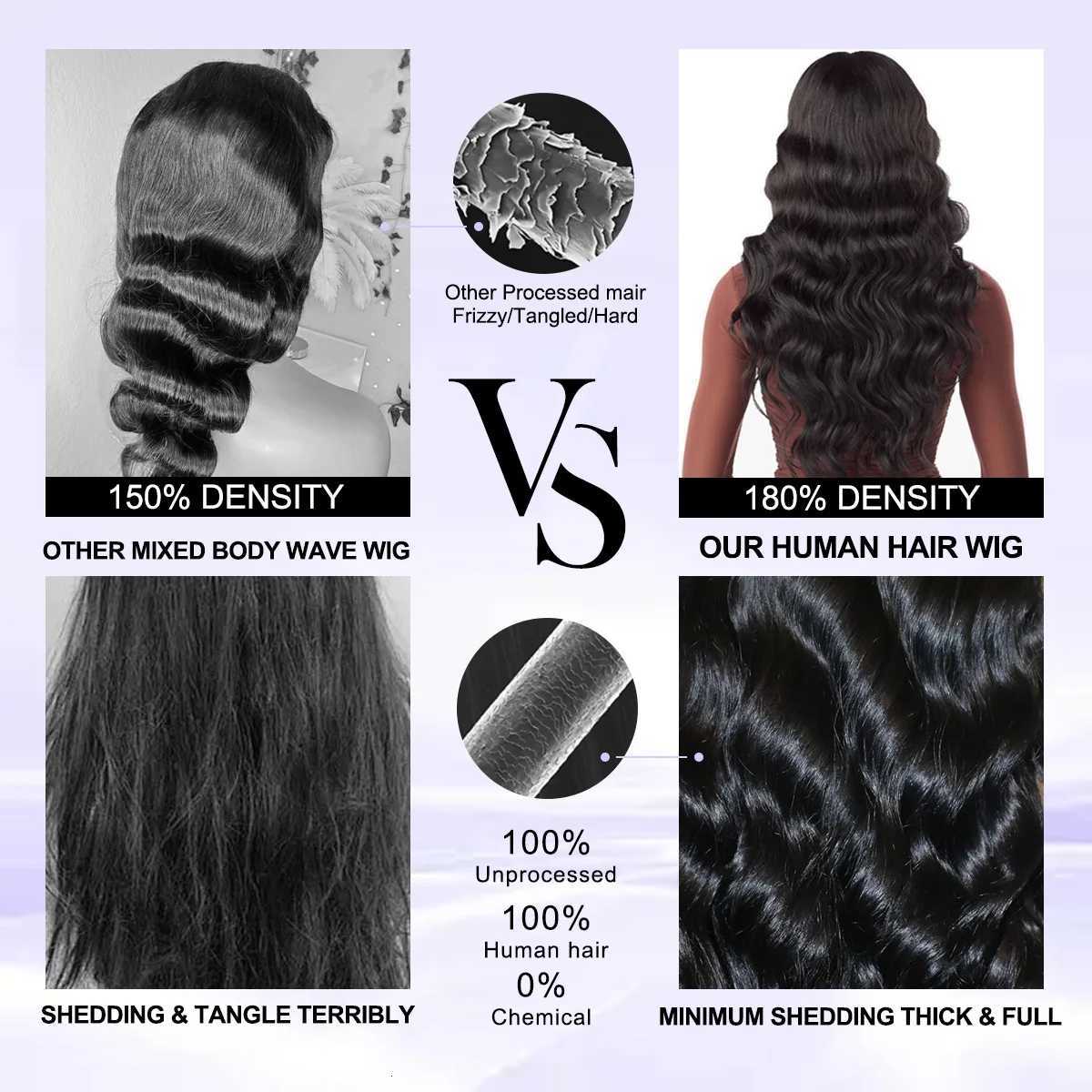 40 44 Inch 13x6 Lace Front Human Hair Wigs 200 Density Black Body Wave HD Lace Frontal 100 Raw Virgin Human Hair Wig For WomenT251111