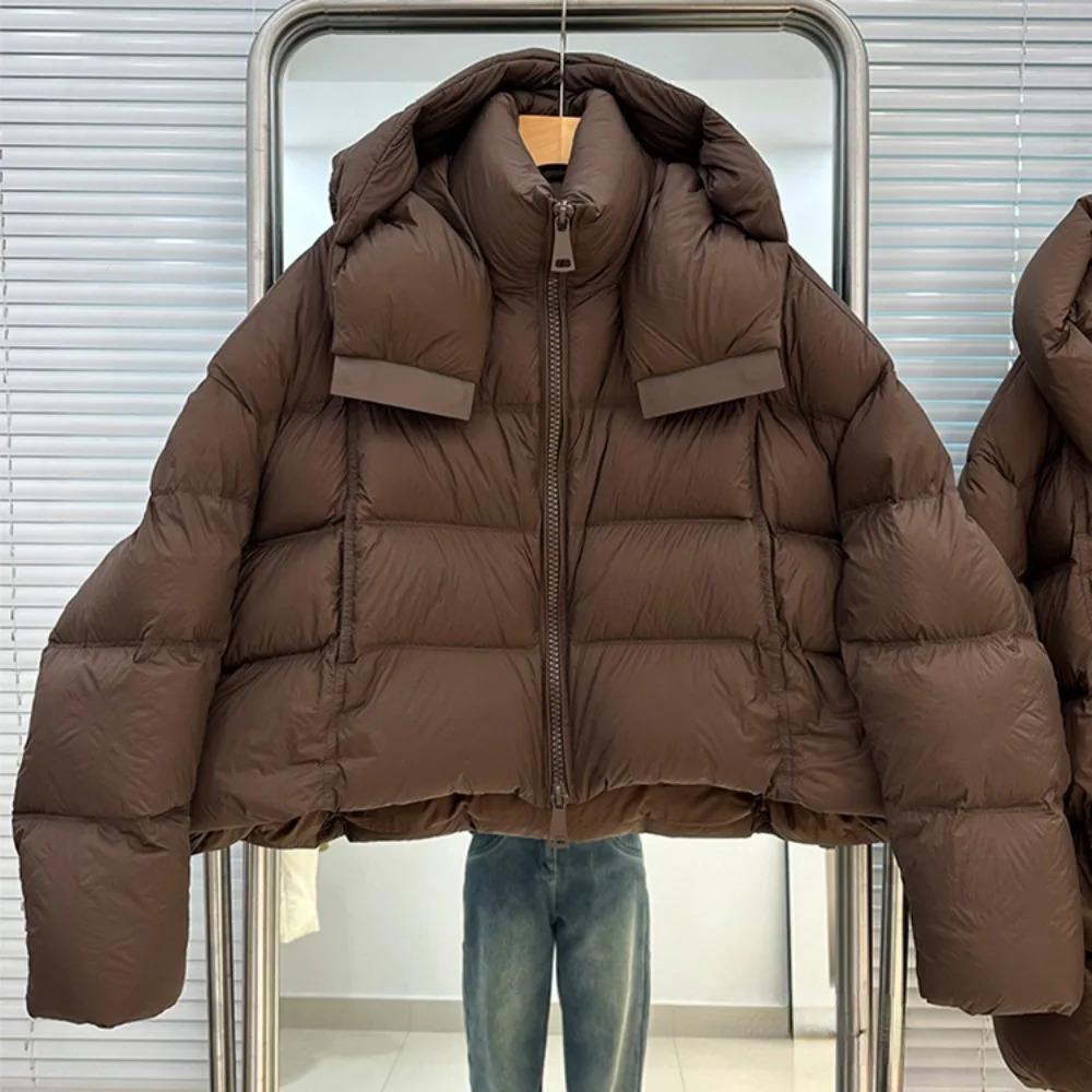 Down Jacket Women Winter Parkas White Duck Down Coat Hooded Solid Female Thick Warm Short Puffer Jacket Windproof 251110