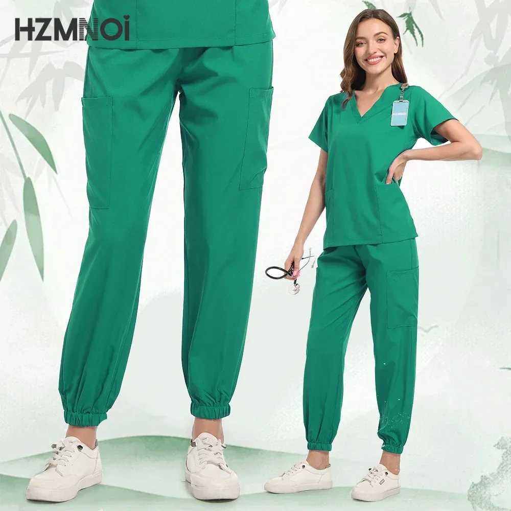 Nursing Uniforms Womens Scrub Set Top + Pant Medical Surgical Nurse Beauty Sn Workwear Clinical Scrubs Spa Doctor Tunic Suit X250410