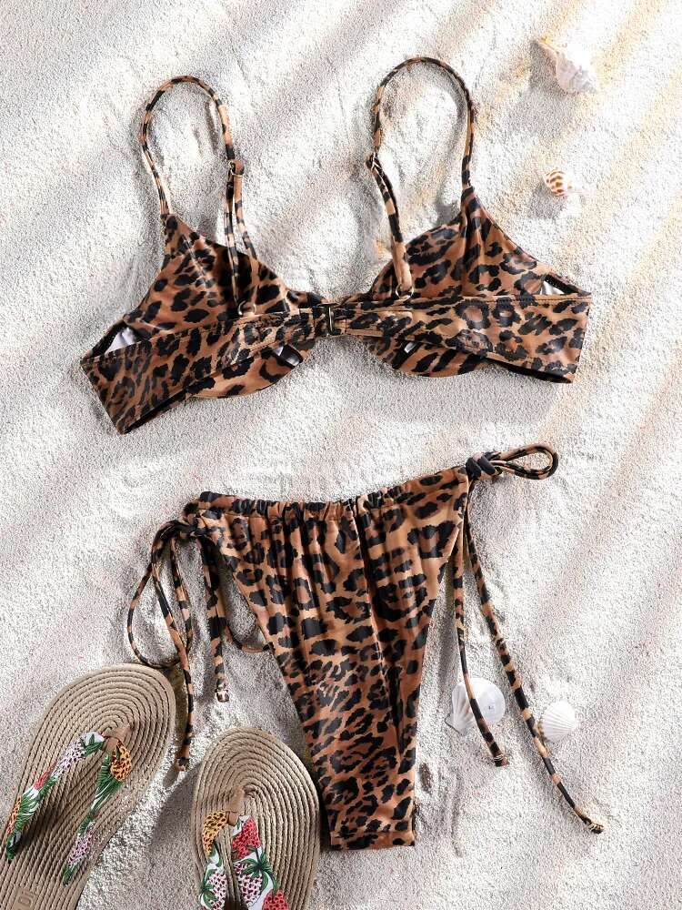 Leopard Bikinis Set Push up Swimsuit Women's Swimwear 2025 Low Waist Women Bathing Suit Sexy Folds Summer High Cut Bikini
