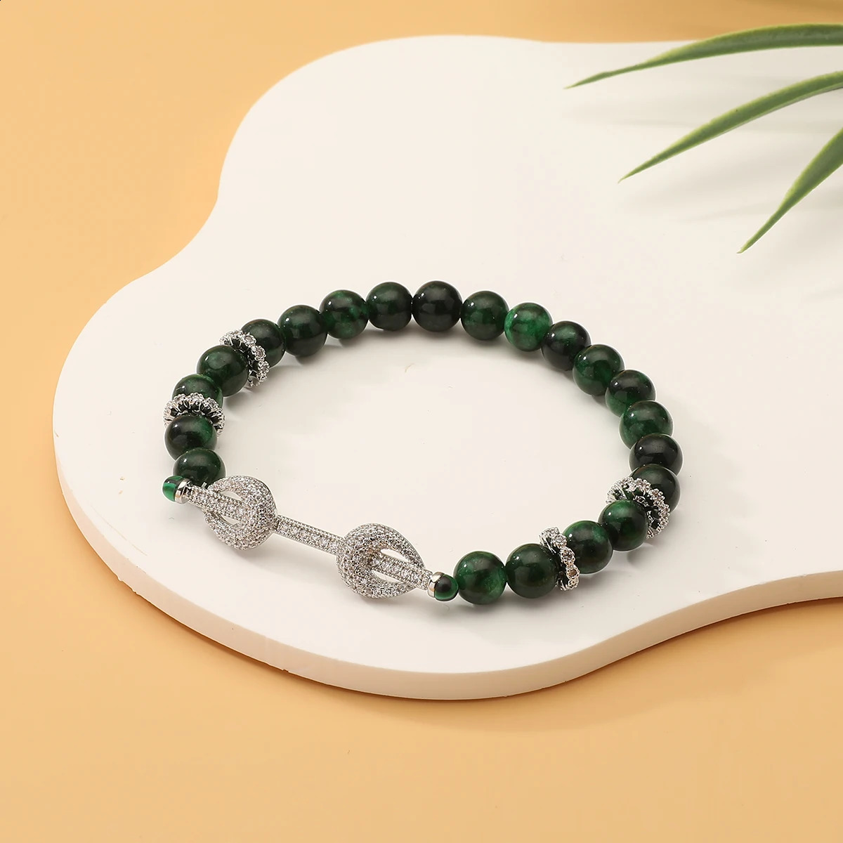 Womens Fashion Natural Stone Colored Bead Elastic Bracelet Zircon Crystal Bead Smart Party Jewelry 250407