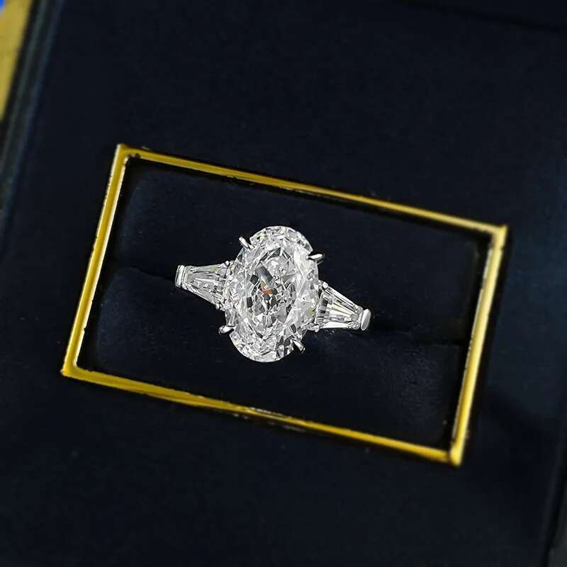 US Size 5-9 Ins Top Sell Elegant Luxury Jewelry Real 100% 925 Sterling Silver Oval Cut White Moissanite Diamond Wedding Ring