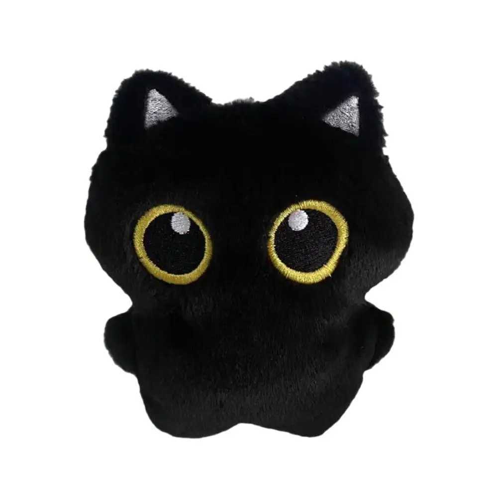 Cute black cat plush toy keychain cartoon kitten soft filled doll pendant car key backpack decoration doll pendant keychain W250411