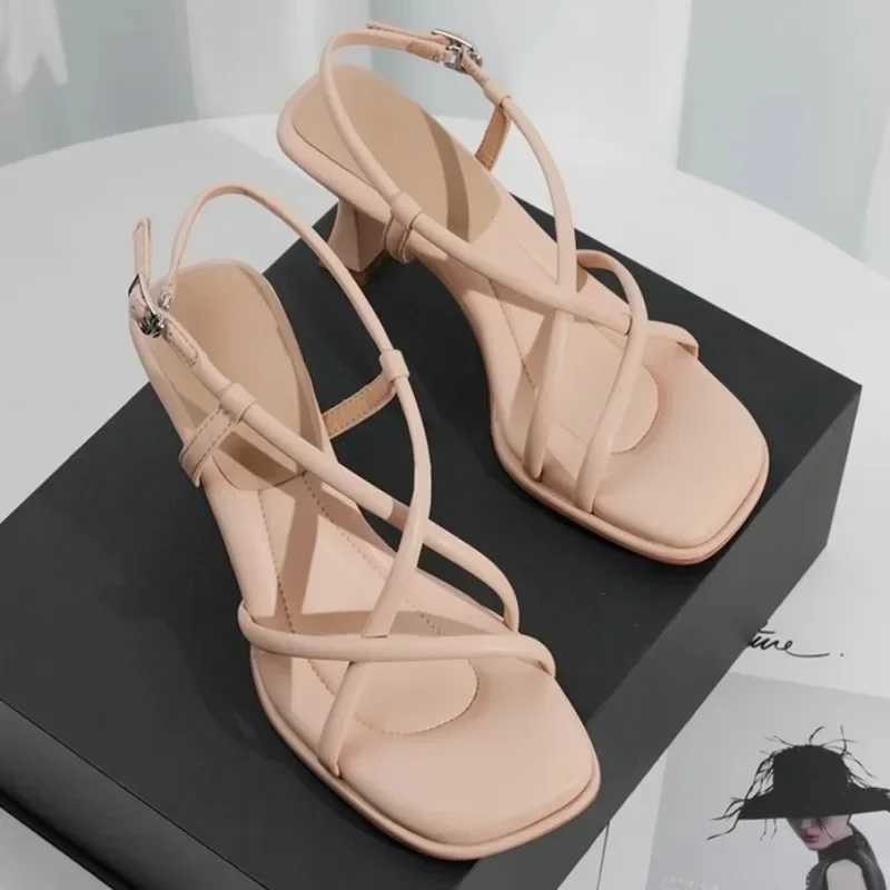 Womens high-heeled sandals comfortable summer casual womens shoes womens square sandals open toe shoulder straps unprinted sandals wedge shoesXJ250410