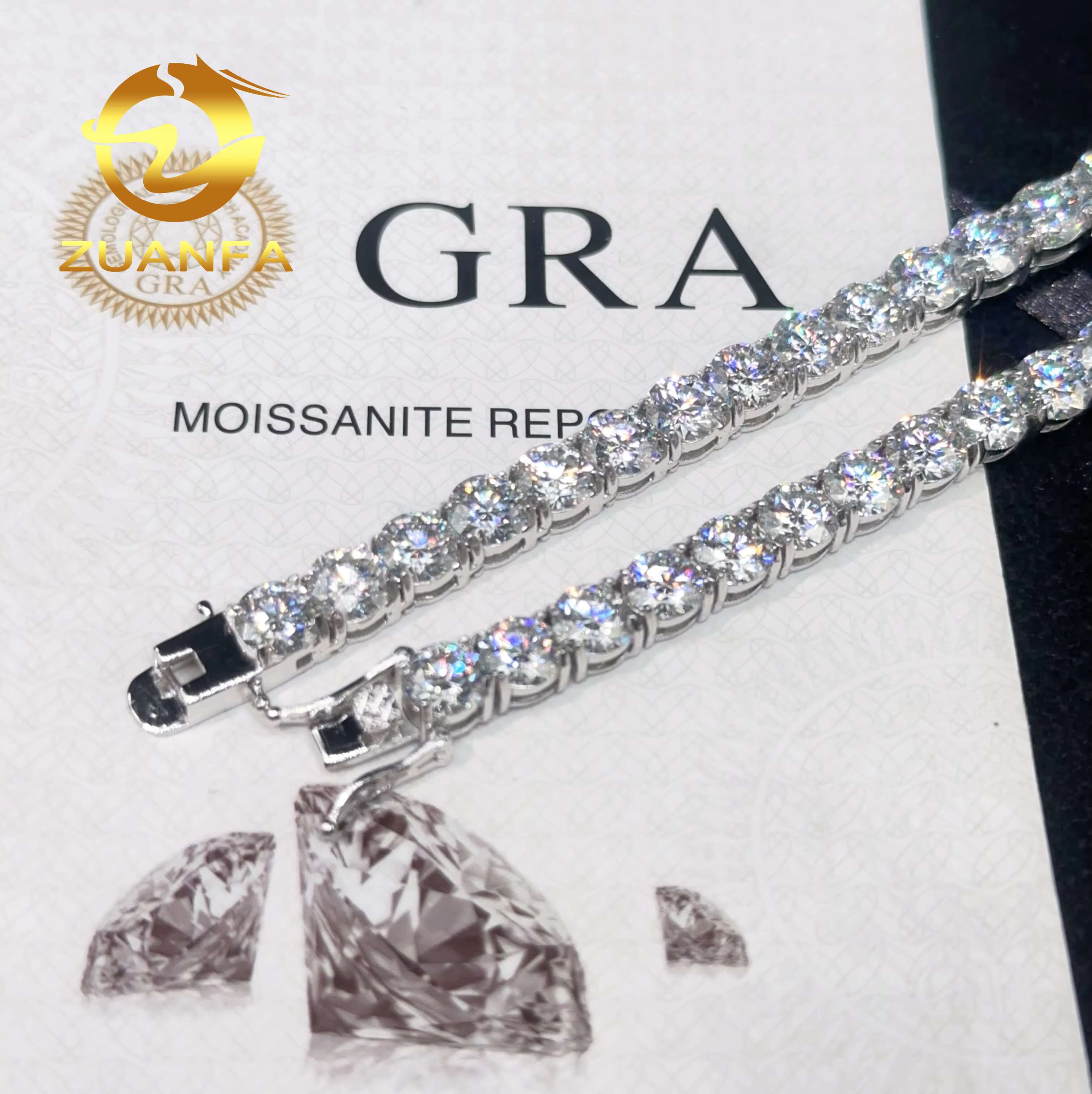 GRA Certified 3mm 925 Sterling Silver Vvs Tennis Chain D Color VVS Moissanite Diamond Tennis Chain Necklace for Men women