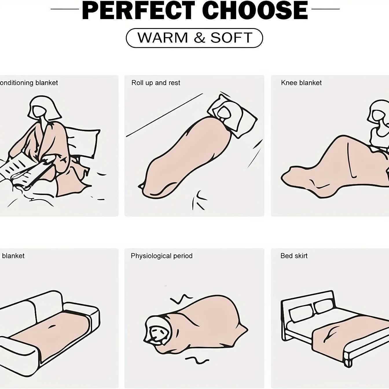 1pc Soft Flannel Blanket - Modern Nordic Deer Floral pattern in Black/White/ All-Season Luxury Throw for Living Room Bedroom C251111