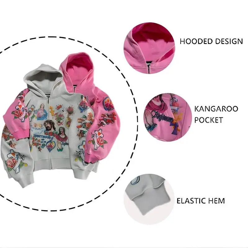 Jesus Y2K Hoodie Jesus Print Hoodie Gothic Harajuku Jacket 251110