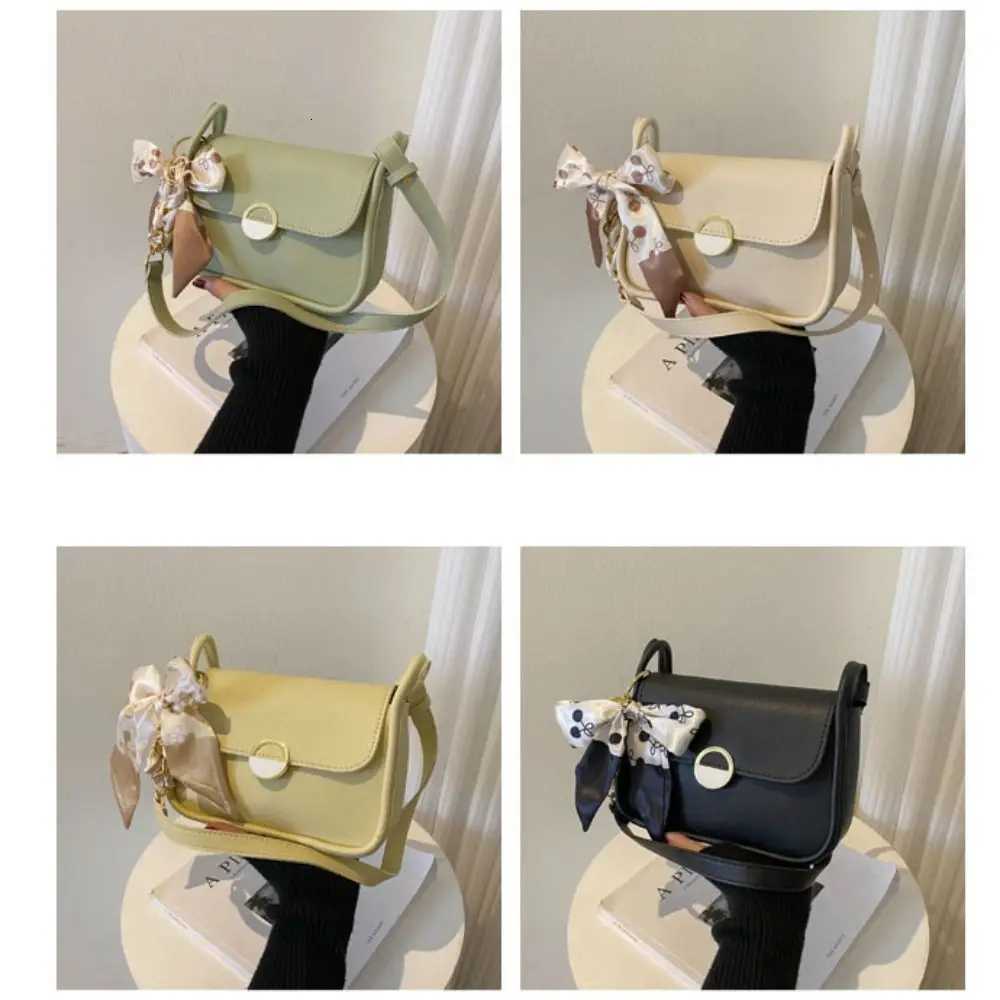 PU Leather Shoulder Bag Large Capacity Carrying Small Square Bag Minimalist with Ribbon Chain Crossbody Bag Mobile PhoneT251110